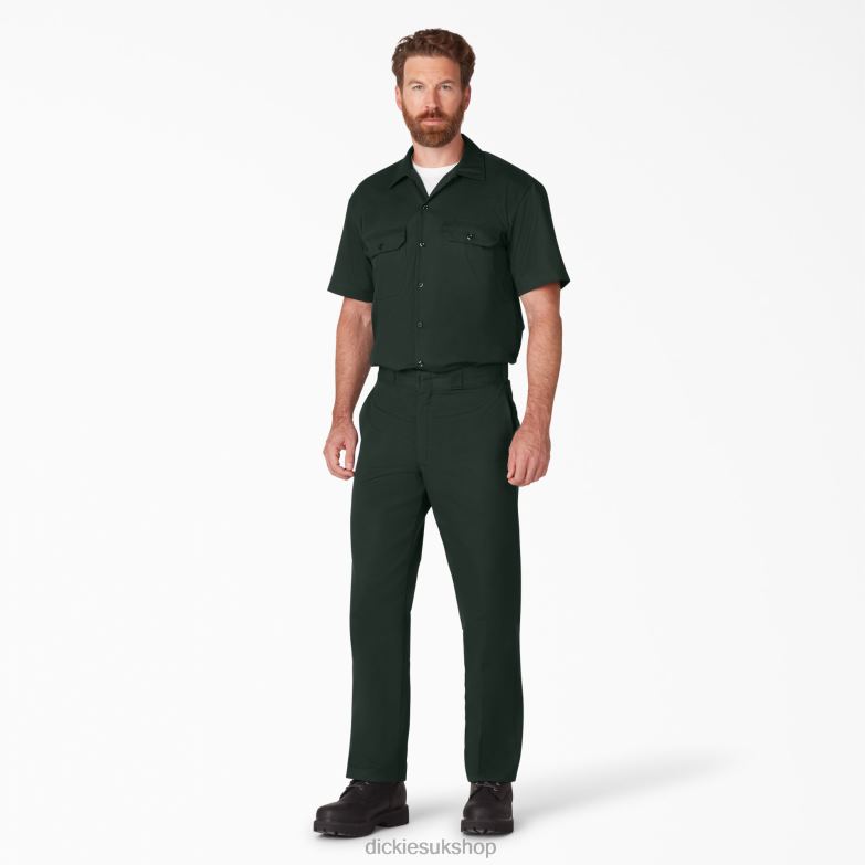 Short Sleeve Work Shirt Men Dickies Hunter Green (GH) 88T84493 Work Apparel
