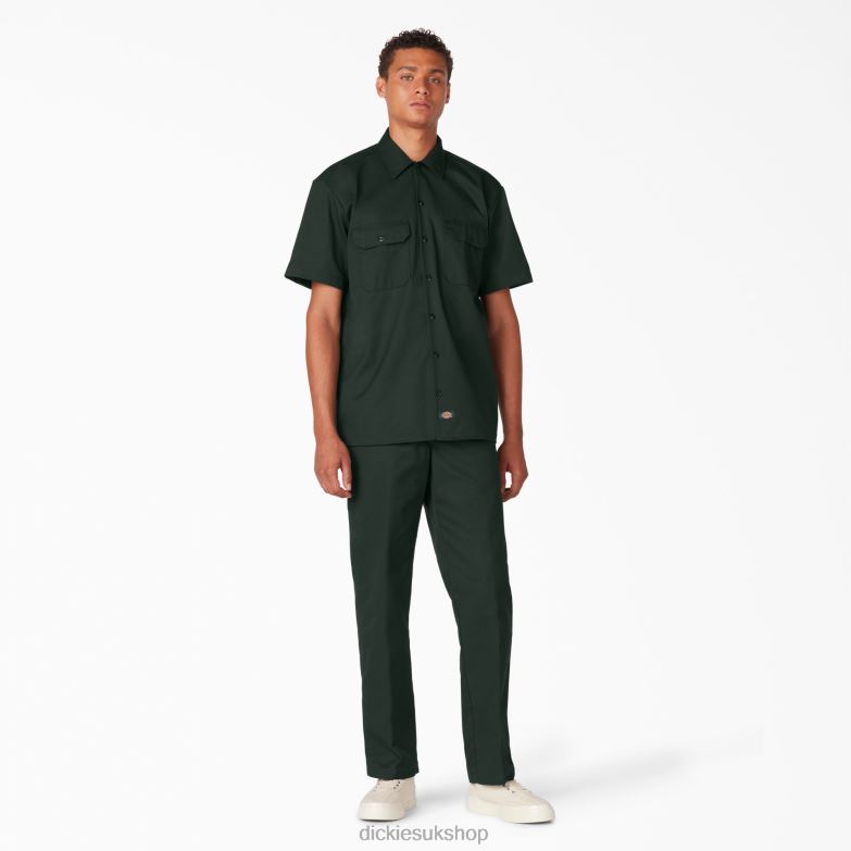 Short Sleeve Work Shirt Men Dickies Hunter Green (GH) 88T84493 Work Apparel