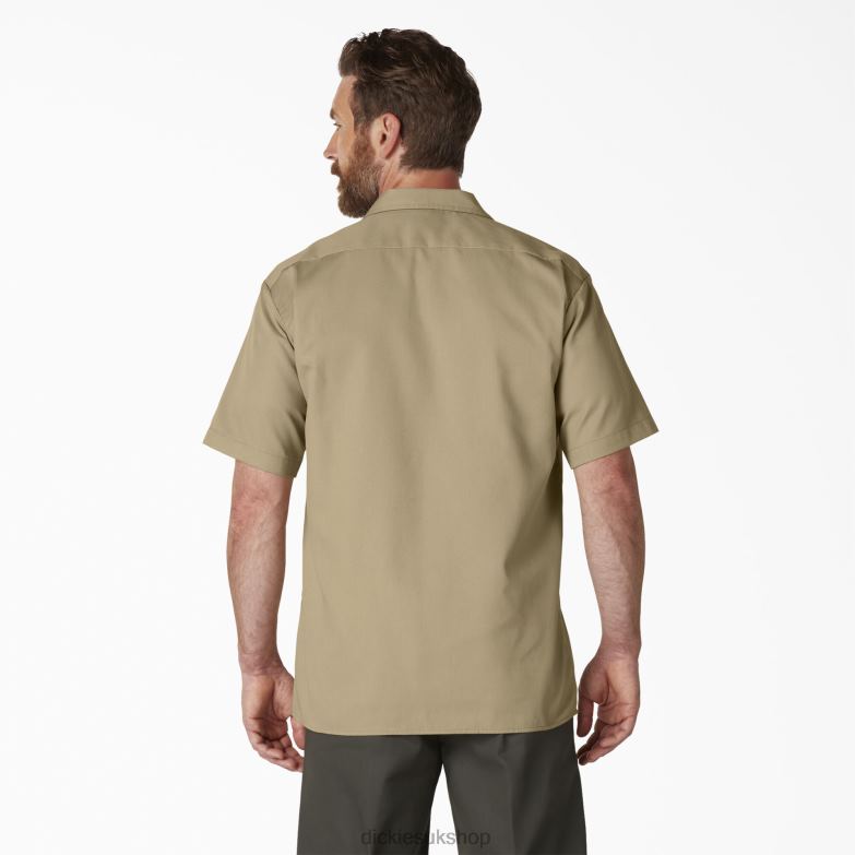 Short Sleeve Work Shirt Men Dickies Khaki (KH) 88T84495 Work Apparel