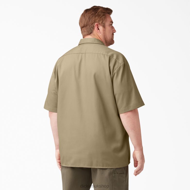 Short Sleeve Work Shirt Men Dickies Khaki (KH) 88T84495 Work Apparel