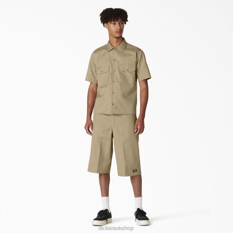Short Sleeve Work Shirt Men Dickies Khaki (KH) 88T84495 Work Apparel