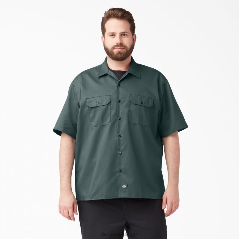 Short Sleeve Work Shirt Men Dickies Lincoln Green (LN) 88T84496 Work Apparel