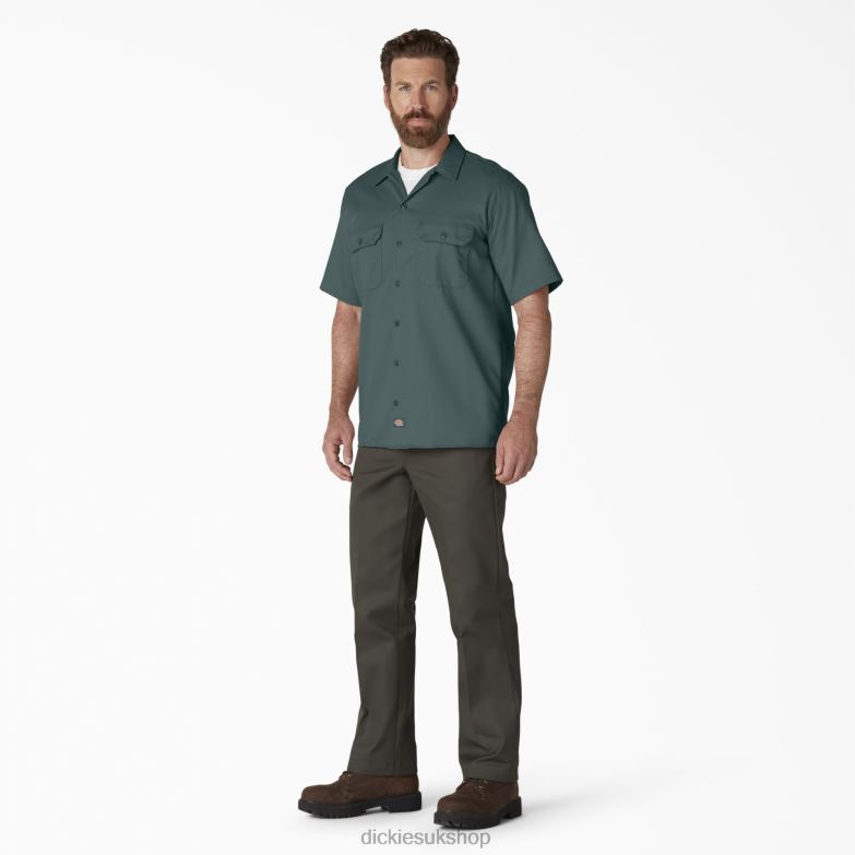 Short Sleeve Work Shirt Men Dickies Lincoln Green (LN) 88T84496 Work Apparel