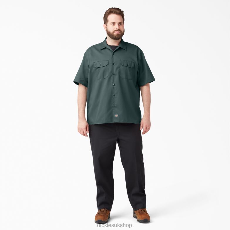 Short Sleeve Work Shirt Men Dickies Lincoln Green (LN) 88T84496 Work Apparel