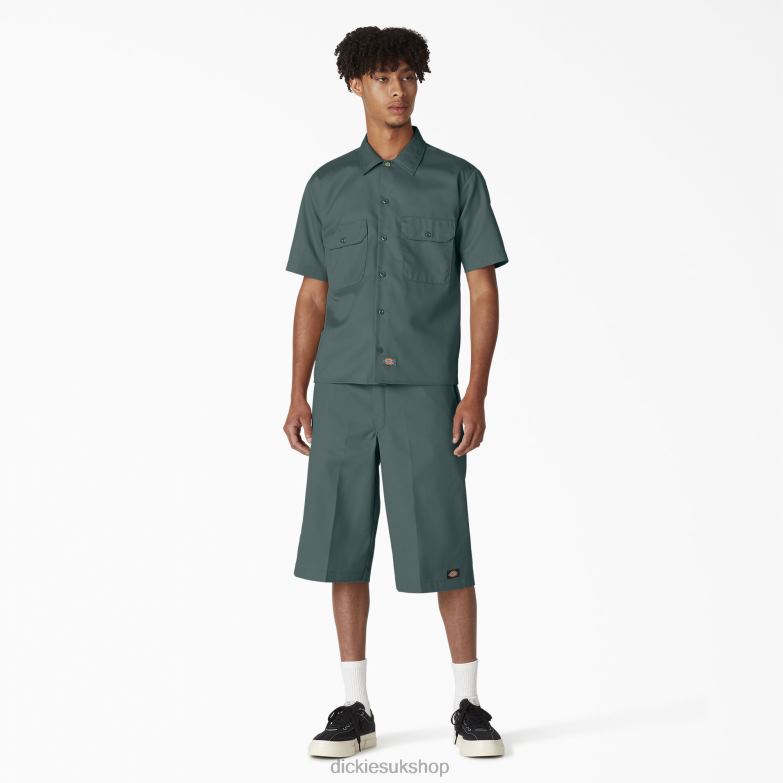 Short Sleeve Work Shirt Men Dickies Lincoln Green (LN) 88T84496 Work Apparel