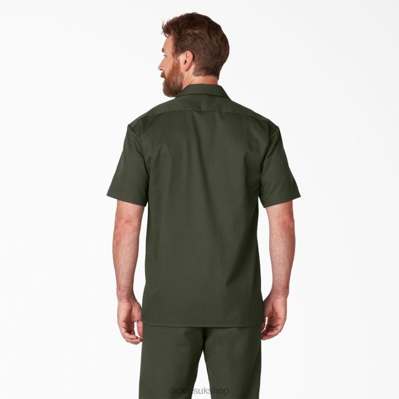 Short Sleeve Work Shirt Men Dickies Olive Green (OG) 88T84498 Work Apparel