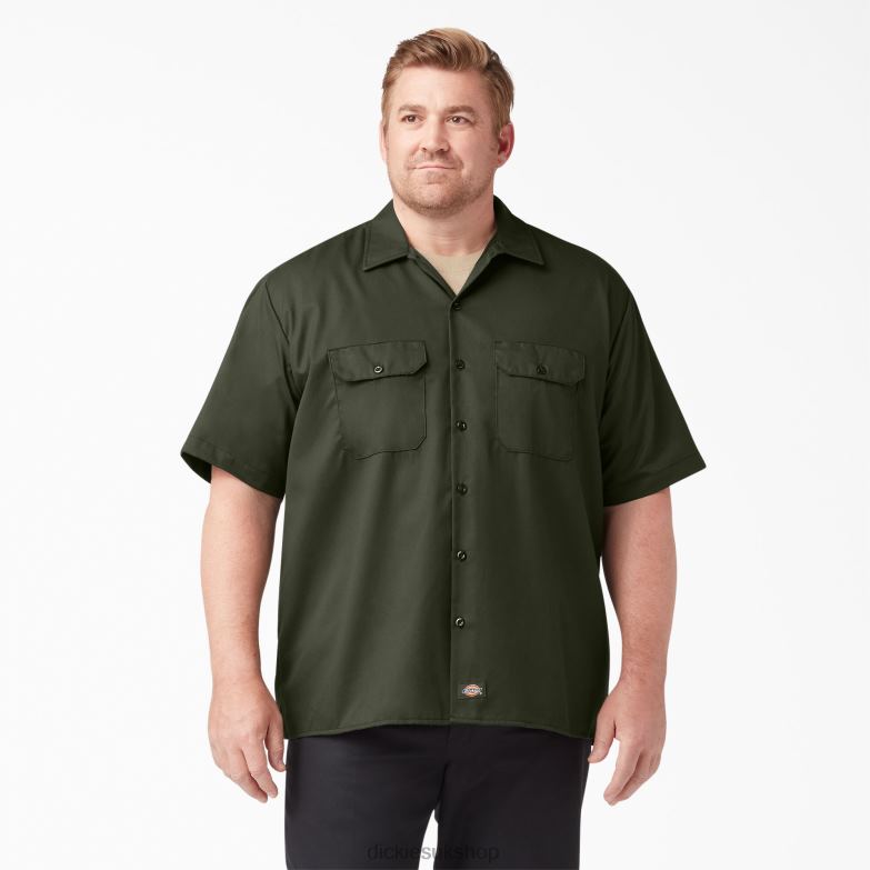 Short Sleeve Work Shirt Men Dickies Olive Green (OG) 88T84498 Work Apparel