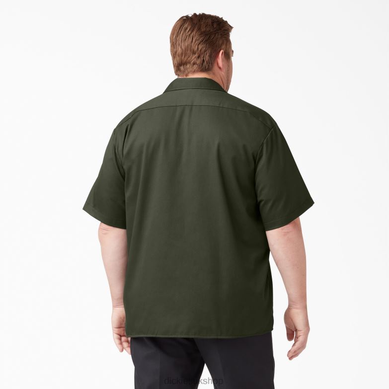 Short Sleeve Work Shirt Men Dickies Olive Green (OG) 88T84498 Work Apparel