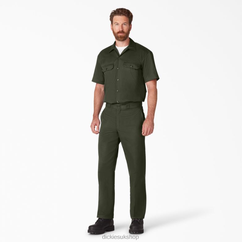 Short Sleeve Work Shirt Men Dickies Olive Green (OG) 88T84498 Work Apparel