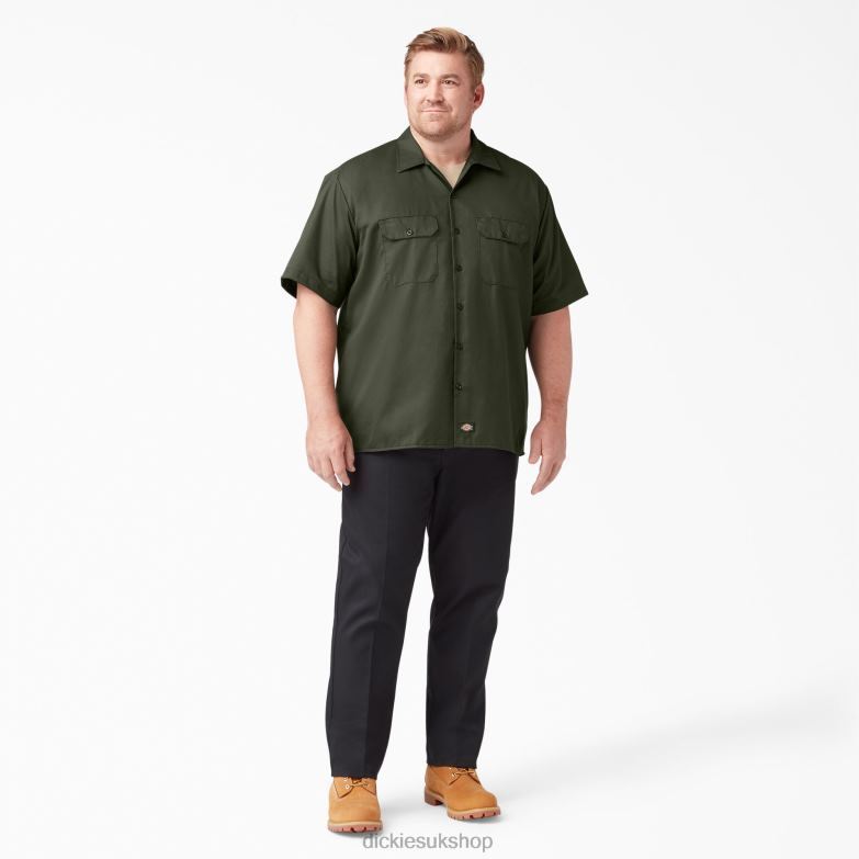 Short Sleeve Work Shirt Men Dickies Olive Green (OG) 88T84498 Work Apparel
