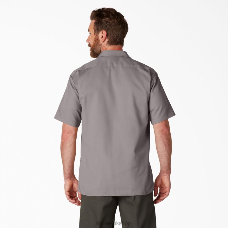 Short Sleeve Work Shirt Men Dickies Silver (SV) 88T84500 Work Apparel