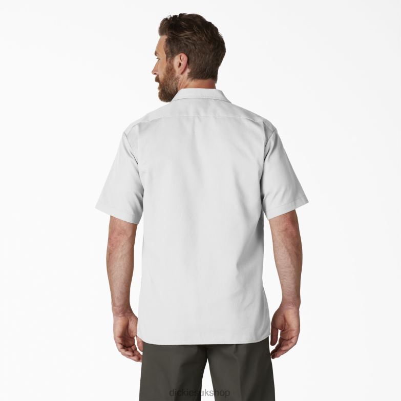 Short Sleeve Work Shirt Men Dickies White (WH) 88T84502 Work Apparel