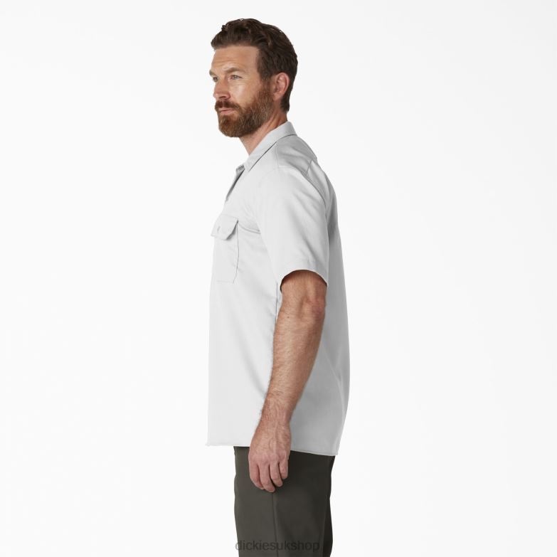 Short Sleeve Work Shirt Men Dickies White (WH) 88T84502 Work Apparel