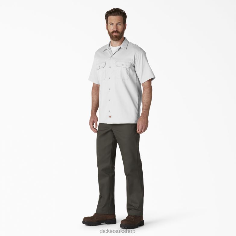 Short Sleeve Work Shirt Men Dickies White (WH) 88T84502 Work Apparel