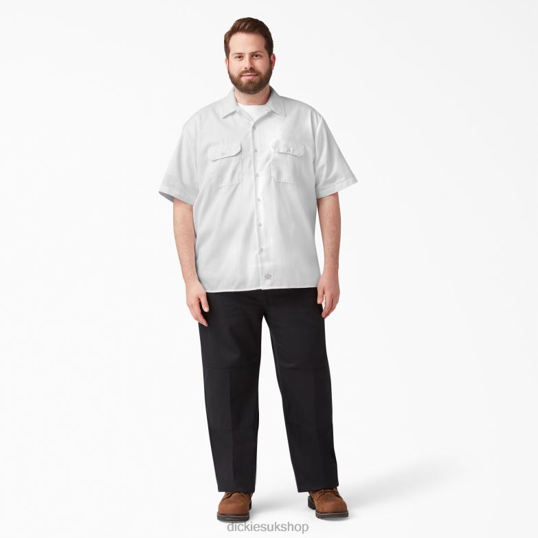 Short Sleeve Work Shirt Men Dickies White (WH) 88T84502 Work Apparel
