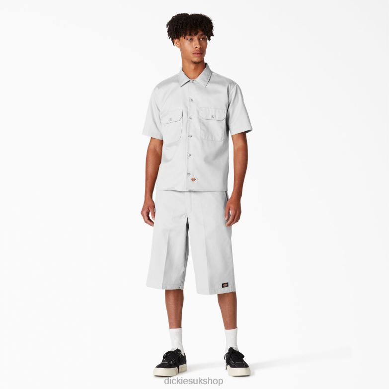 Short Sleeve Work Shirt Men Dickies White (WH) 88T84502 Work Apparel