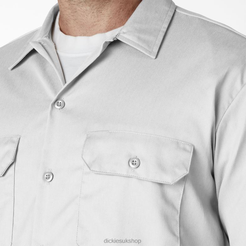 Short Sleeve Work Shirt Men Dickies White (WH) 88T84502 Work Apparel