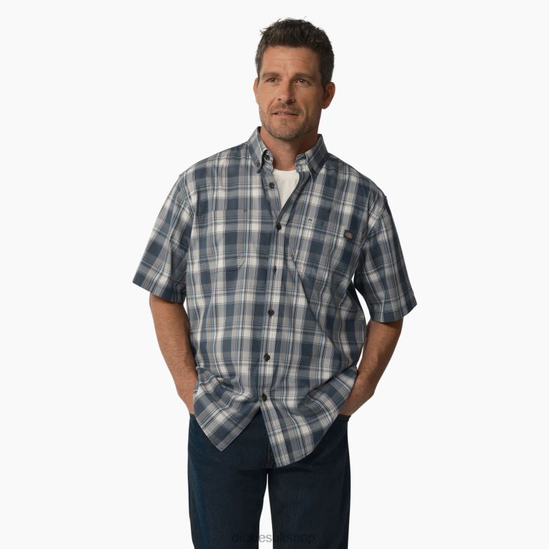 Short Sleeve Woven Shirt Men Dickies Airforce Blue High Plains (B1J) 88T84625 Work Apparel