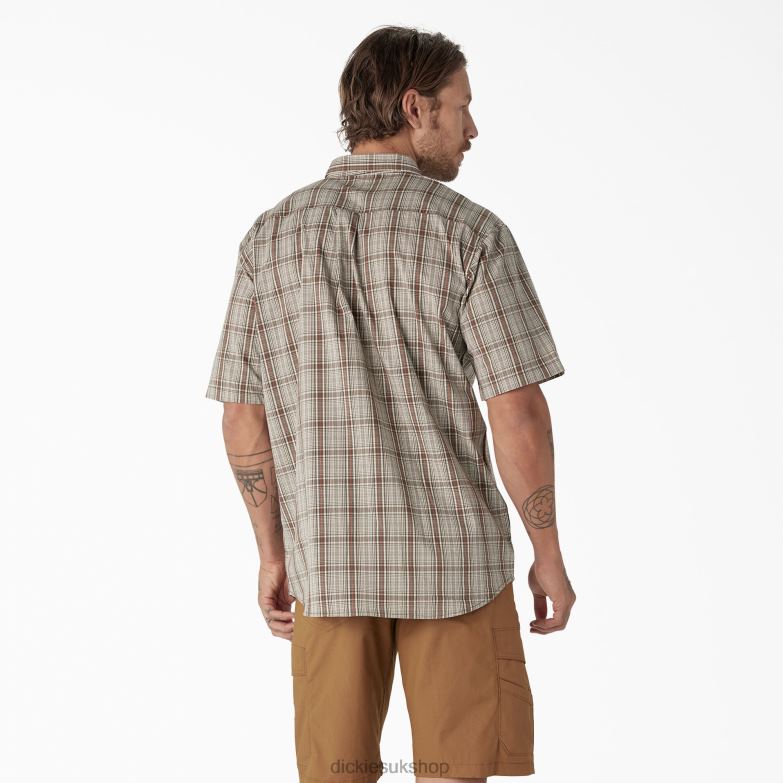 Short Sleeve Woven Shirt Men Dickies Moss Backland Prairie Plaid (C1G) 88T84626 Work Apparel