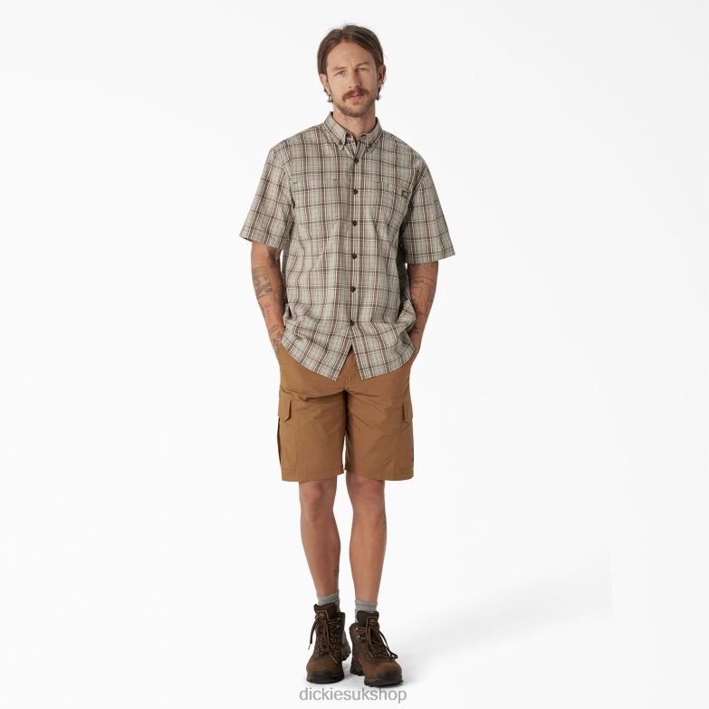 Short Sleeve Woven Shirt Men Dickies Moss Backland Prairie Plaid (C1G) 88T84626 Work Apparel
