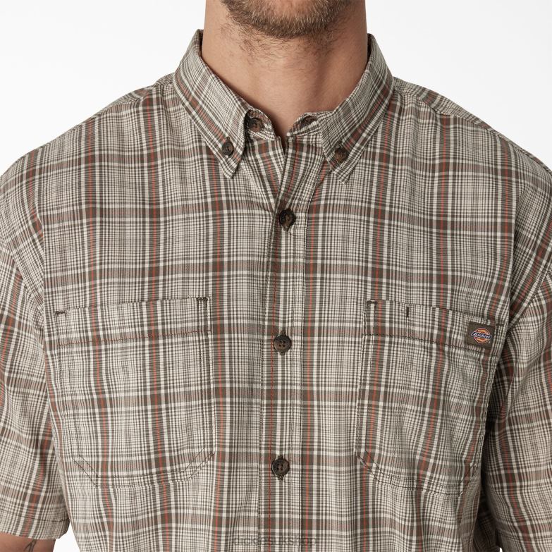 Short Sleeve Woven Shirt Men Dickies Moss Backland Prairie Plaid (C1G) 88T84626 Work Apparel