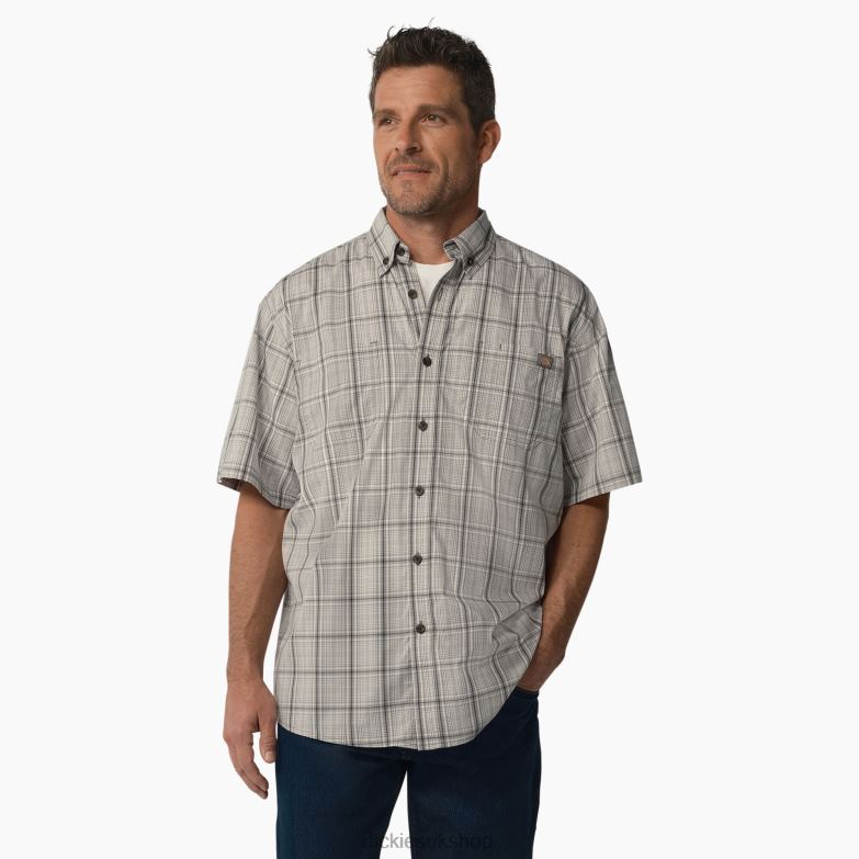 Short Sleeve Woven Shirt Men Dickies Smoke Backland Prairie Plaid (A1A) 88T84623 Work Apparel