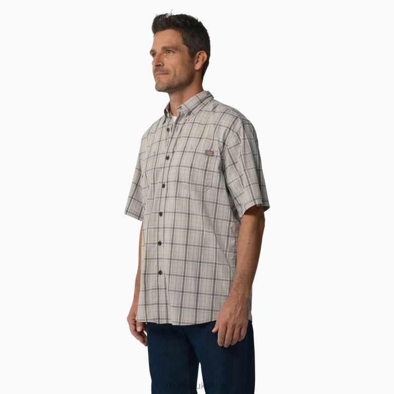 Short Sleeve Woven Shirt Men Dickies Smoke Backland Prairie Plaid (A1A) 88T84623 Work Apparel