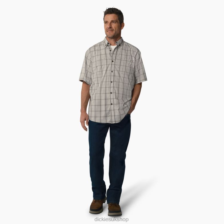 Short Sleeve Woven Shirt Men Dickies Smoke Backland Prairie Plaid (A1A) 88T84623 Work Apparel