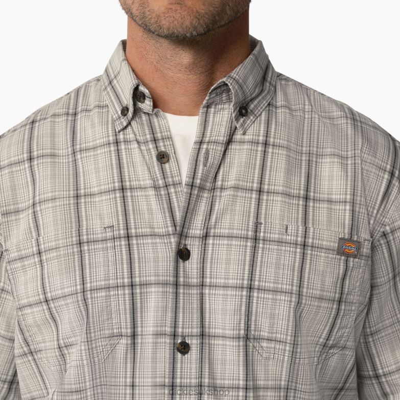 Short Sleeve Woven Shirt Men Dickies Smoke Backland Prairie Plaid (A1A) 88T84623 Work Apparel