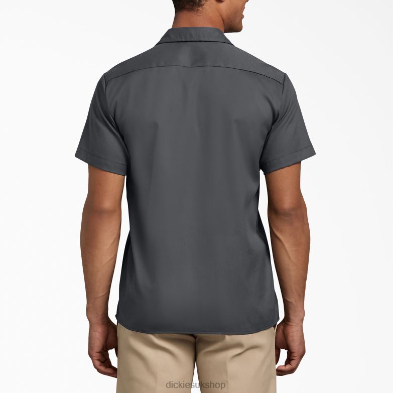 Slim Fit Short Sleeve Work Shirt Men Dickies Charcoal Gray (CH) 88T84628 Work Apparel