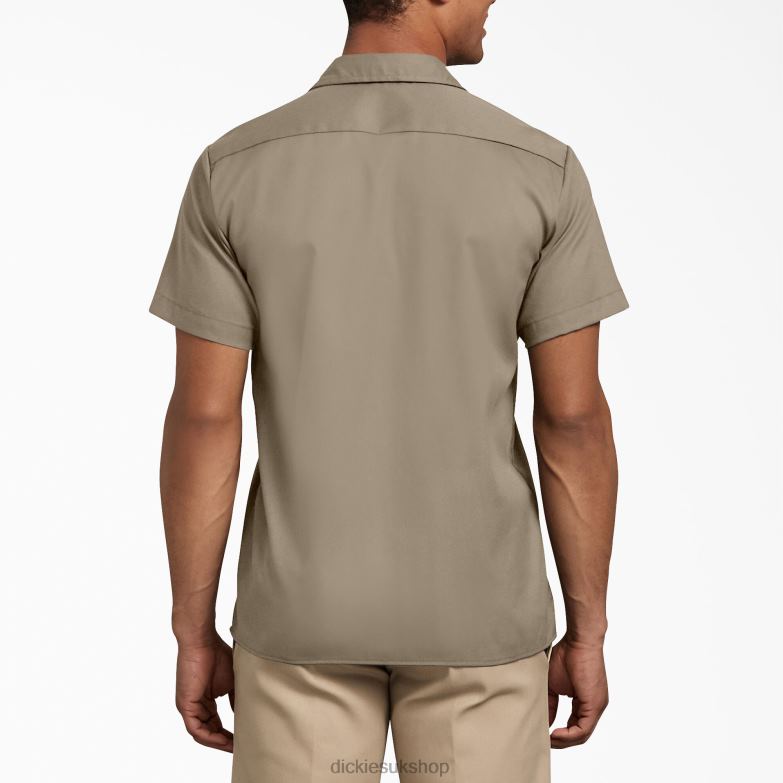 Slim Fit Short Sleeve Work Shirt Men Dickies Desert Sand (DS) 88T84630 Work Apparel