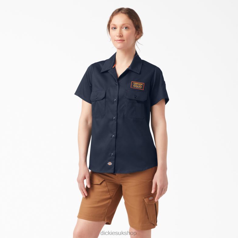 Traeger Ultimate Grilling Shirt Women Dickies Dark Navy (DN) 88T842157 Work Apparel