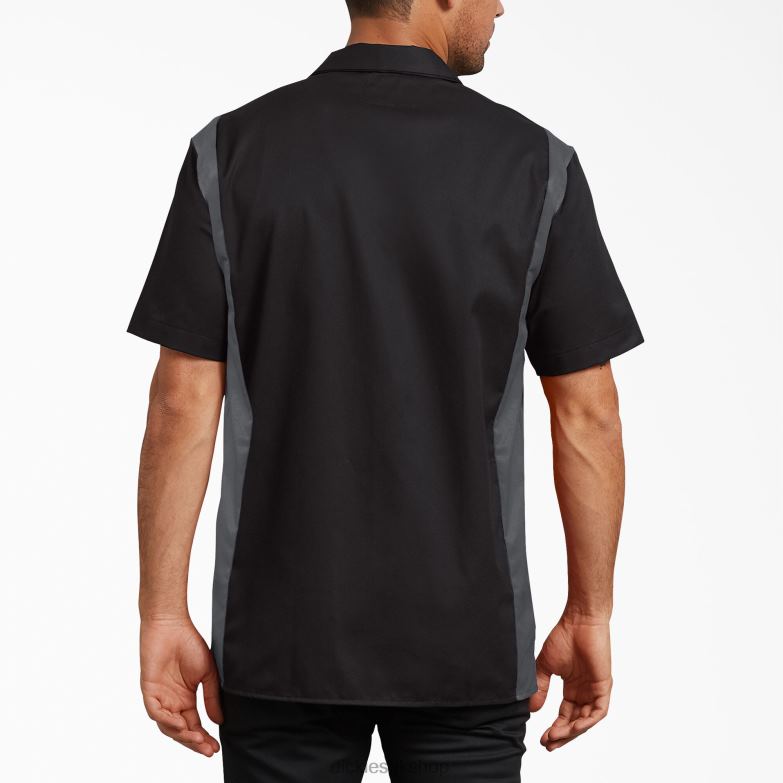 Two-Tone Short Sleeve Work Shirt Men Dickies Black Dark Gray Tone (BKCH) 88T84657 Work Apparel