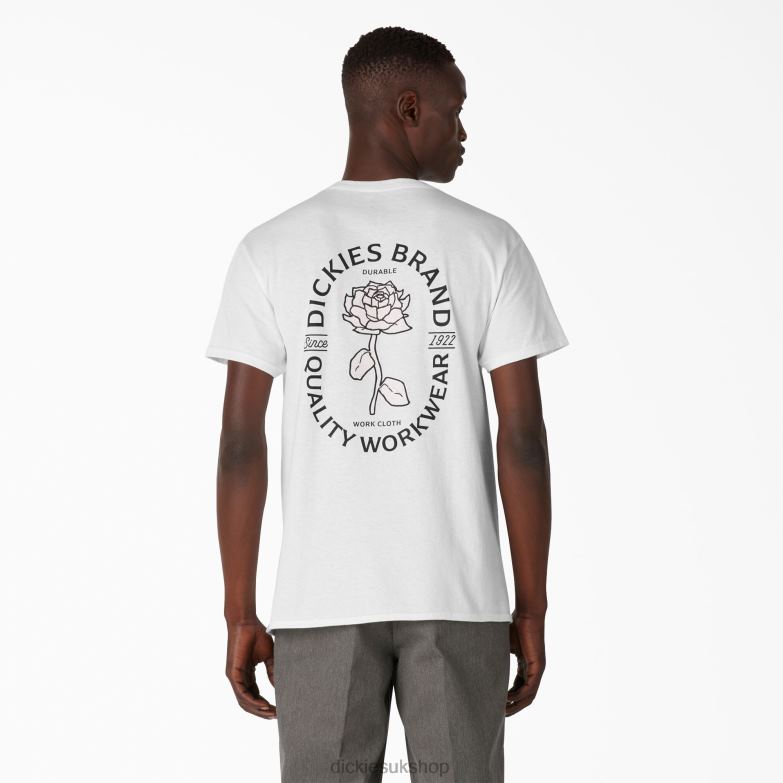 Rose Workwear Graphic T-Shirt Men Dickies White (WH) 88T84956 Work Apparel