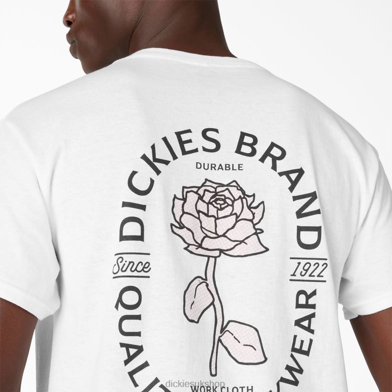 Rose Workwear Graphic T-Shirt Men Dickies White (WH) 88T84956 Work Apparel