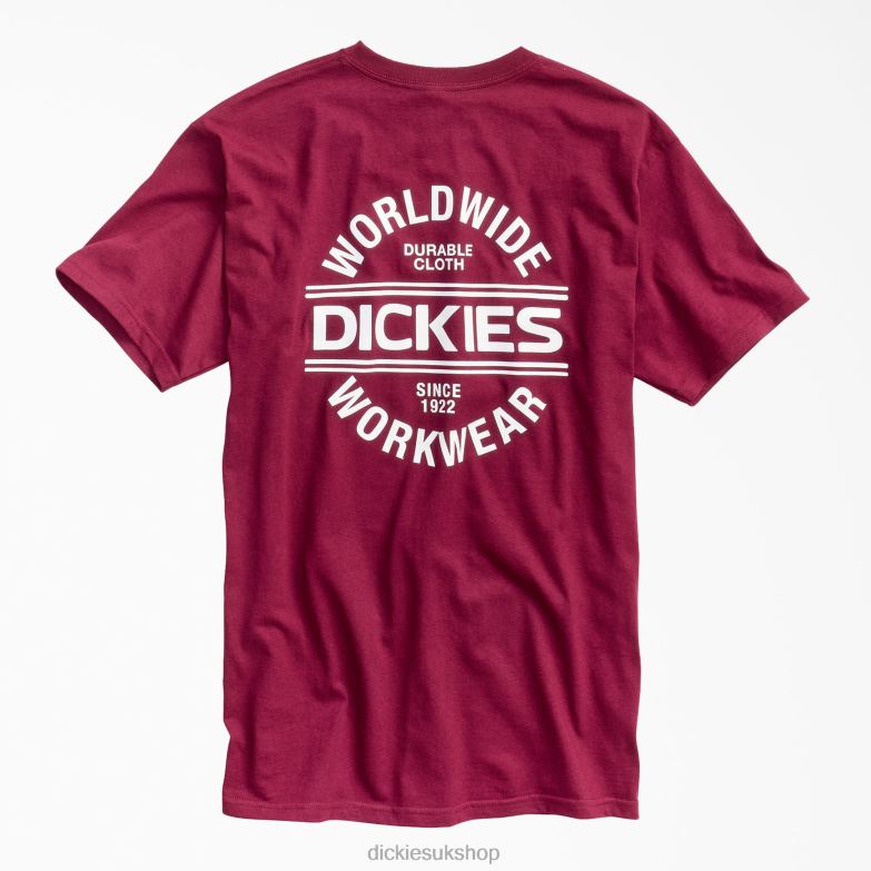 Worldwide Workwear Graphic T-Shirt Men Dickies Burgundy (BY) 88T84924 Work Apparel